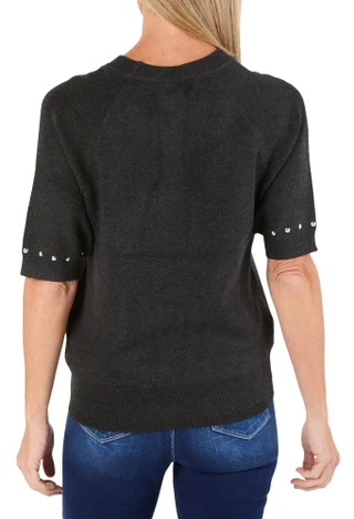Thumbnail 2: Zac & Rachel Women's Short Sleeve Studded Sweater 