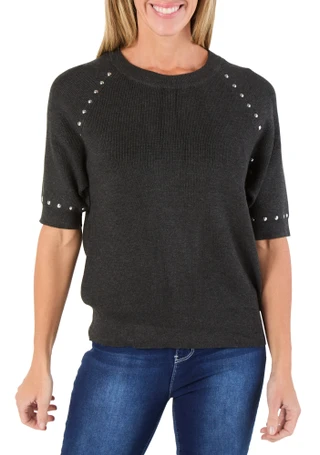 Thumbnail 1: Zac & Rachel Women's Short Sleeve Studded Sweater 
