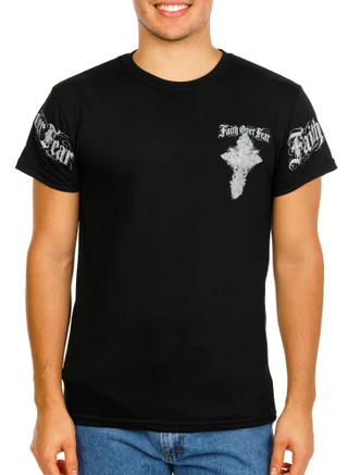 Thumbnail 2: SECONDARY Men's Faith Over Fear Cross & Scripture Graphic Tee 