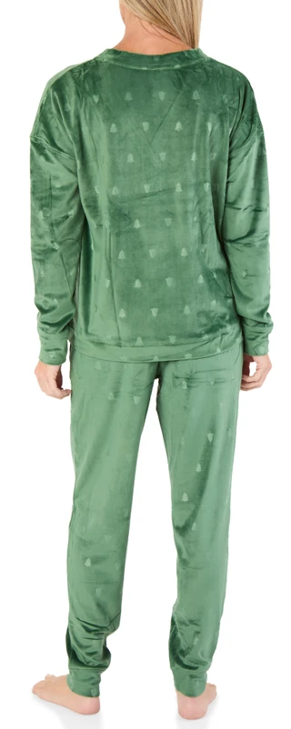 Thumbnail 3: Jaclyn Intimates Women's 2 Pc Velour Christmas Tree Lounge Pants Set 