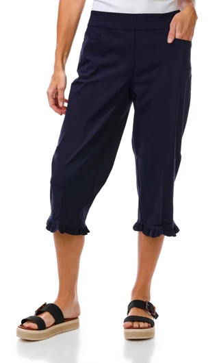 Thumbnail 1: Coral Bay Petite Solid Ruffle Hem Capris 