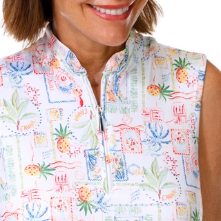 Thumbnail 2: Coral Bay Golf Women's Sleeveless Tropical 1/4 Zip Golf Dress 