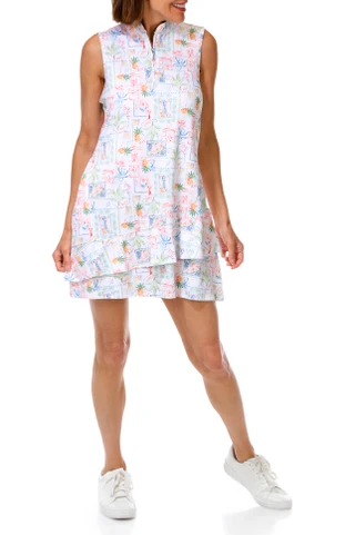 Thumbnail 1: Coral Bay Golf Women's Sleeveless Tropical 1/4 Zip Golf Dress 