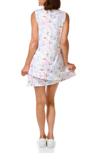 Thumbnail 3: Coral Bay Golf Women's Sleeveless Tropical 1/4 Zip Golf Dress 