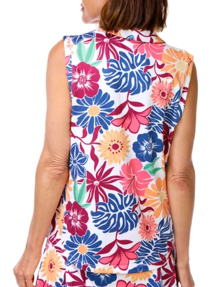 Thumbnail 3: Lillie Green Women's Sleeveless Floral Golf Polo Top 