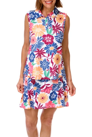 Thumbnail 4: Lillie Green Women's Sleeveless Floral Golf Polo Top 