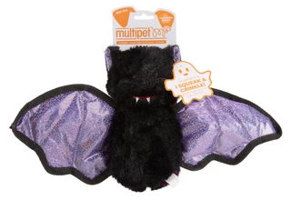 Thumbnail 1: Multipet Halloween Edition Plush Bat Dog Toy with Crinkle & Squeaker 