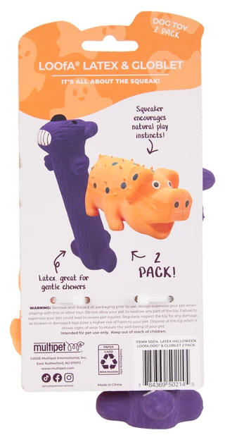 Thumbnail 2: Multipet 2 Pc Loofa Latex & Globlet Halloween Edition Dog Toys 