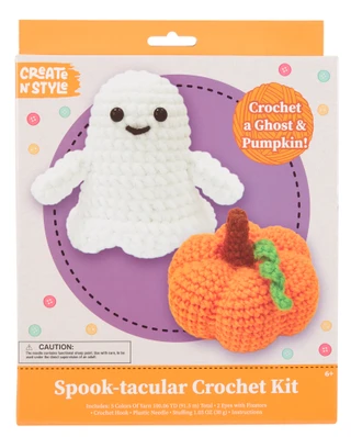 Thumbnail 1: Create 'N Style Halloween Spook-tacular Ghost & Pumpkin Crochet Kit 