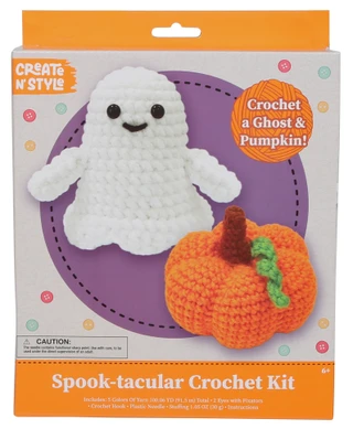 Thumbnail 1: Create 'N Style Halloween Spook-tacular Ghost & Pumpkin Crochet Kit 