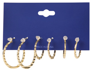 Thumbnail 2: Nautica 3-Piece Gold Hoop Earrings 