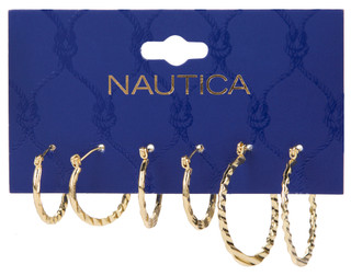 Thumbnail 1: Nautica 3-Piece Gold Hoop Earrings 