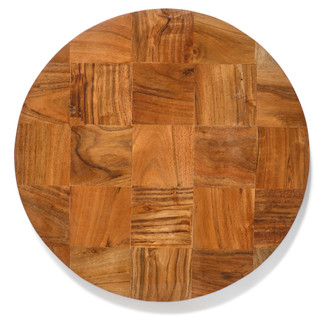 Thumbnail 2: Home Decor Factory Round Checkered Acacia Wood Server Tray w/ Wooden Feet 