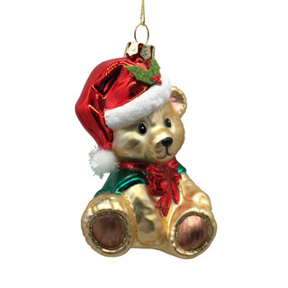 Thumbnail 1: Magical Season Glass Teddy Bear Santa Ornament 