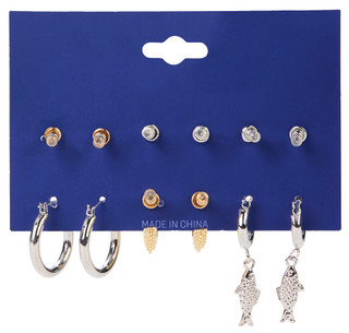 Thumbnail 2: Nautica 6-Pack Two-Tone Earrings 
