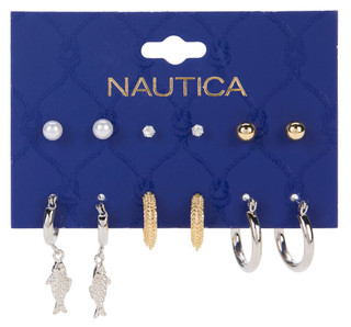 Thumbnail 1: Nautica 6-Pack Two-Tone Earrings 