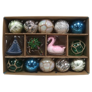 Thumbnail 1: Magical Season 14-Piece Coastal Flamingo Ornament Set 