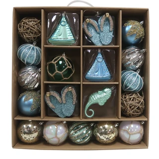 Thumbnail 1: Magical Season 19-Piece Coastal Ornament Set - Sailboat & Flip-Flop 