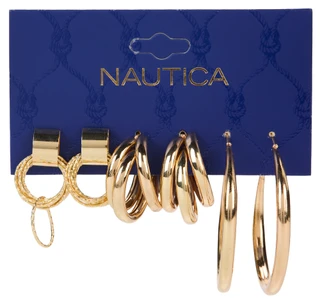 Thumbnail 1: Nautica 3-Pack Gold Hoop Earrings 