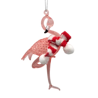 Thumbnail 1: Magical Season Spun Glass Flamingo Ornament 