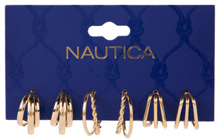 Thumbnail 1: Nautica 3-Pack Gold Hoop Earrings 