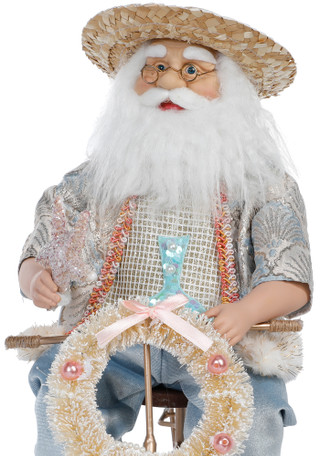 Thumbnail 2: Magical Season 19" Santa on Bicycle Figurine 
