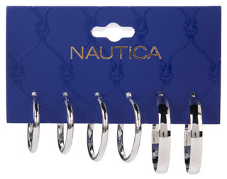 Thumbnail 1: Nautica 3-pack Silver Hoop Earrings 