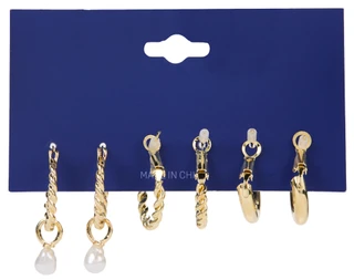 Thumbnail 2: Nautica 3-Pack Gold Crystal Dangle Hoop Earrings 
