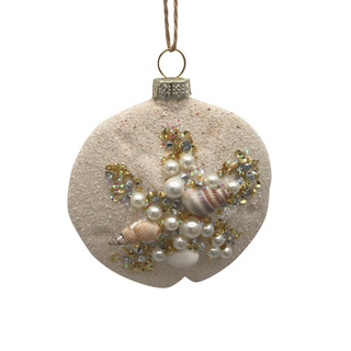 Thumbnail 1: Magical Season Glass Sand Dollar with Beads Ornament 