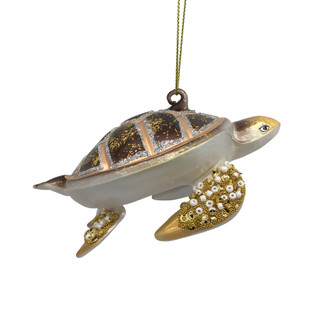 Thumbnail 1: Magical Season Glass Turtle with Beaded Feet Ornament 