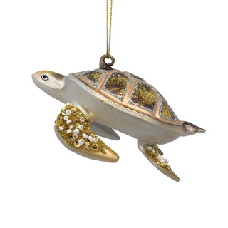 Thumbnail 2: Magical Season Glass Turtle with Beaded Feet Ornament 