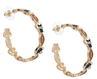 Thumbnail 2: Nicole Miller Gold Tone Game Day Football Hoop Earrings 