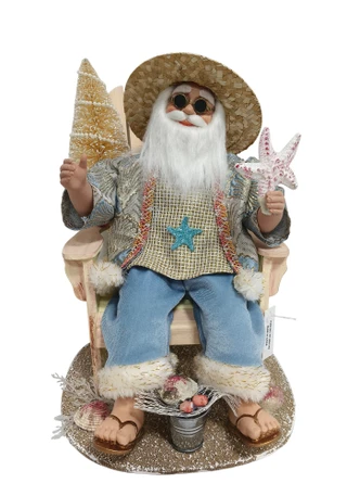 Thumbnail 1: Magical Season 14" x 12" Santa on Beach Chair Figurine 