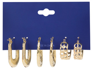 Thumbnail 2: Nautica 3-Piece Gold Hoop Earrings 