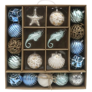 Thumbnail 1: Magical Season 19-Piece Coastal Starfish & Shell Ornament Set 