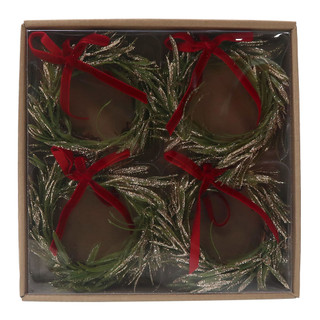 Thumbnail 1: Magical Season Mini Wreath Ornament Set with Red Bow - 4 Piece 