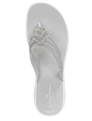 Thumbnail 2: Clarks Women's Cloudsteppers Breeze Rhinestone Flip Flops 