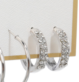 Thumbnail 2: ADRIENNE VITTADINI 3 Pc Silver Tone Hoop Earrings 