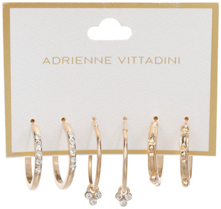 Thumbnail 1: ADRIENNE VITTADINI 3 Pc Gold Tone Hoop Earrings 