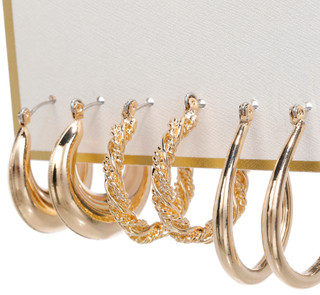 Thumbnail 2: ADRIENNE VITTADINI 3 Pc Gold Tone Hoop Earrings 