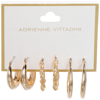 Thumbnail 1: ADRIENNE VITTADINI 3 Pc Gold Tone Hoop Earrings 