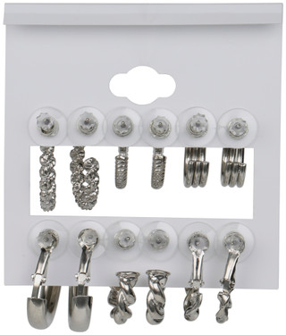 Thumbnail 2: Natasha 6 Pk Assorted Hoop Earring Set 