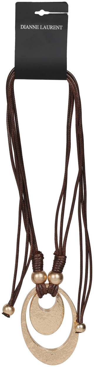 Thumbnail 1: Dianne Laurent  Cord Gold Oval Pendant Necklace 