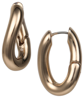 Thumbnail 1: Nautica Gold-Tone Oval Twist Hoop Earrings  