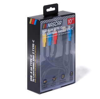 Thumbnail 3: Nascar 10 ft 3 in 1 Charging Cable 