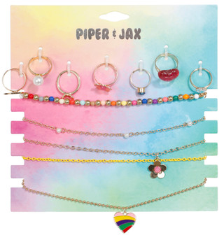 Thumbnail 1: Piper & Jax 12 Pc Gold Tone Rings & Necklace Set 