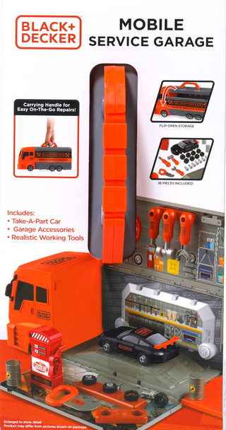 Thumbnail 4: Black & Decker 36 Pc Mobile Service Garage Toy Set 