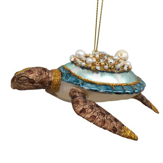 Thumbnail 1: Magical Season Glass Turtle with Pearls Ornament 