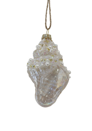 Thumbnail 2: Magical Season White Beaded Shell Glass Ornament 