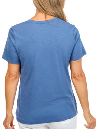Thumbnail 3: Coral Bay Petite Short Sleeve Silver Turtle Top 
